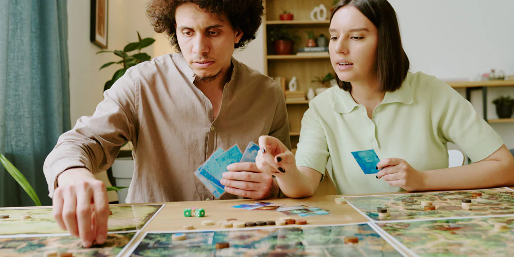 Player concentrating on learning a game